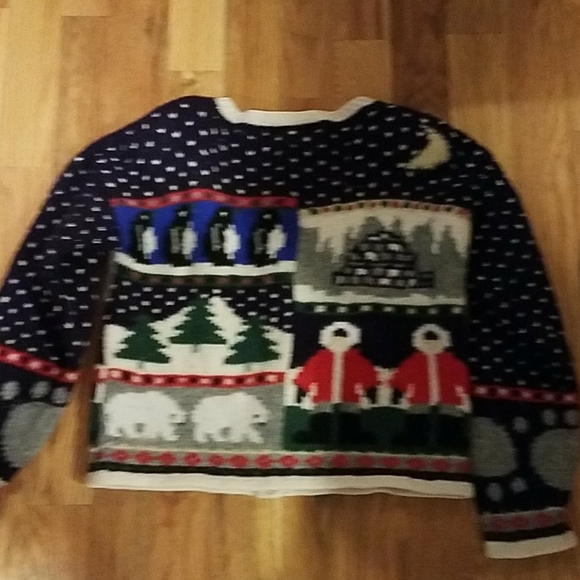 Vtg valerie stevens wool christmas sweater button down - Picture 5 of 9